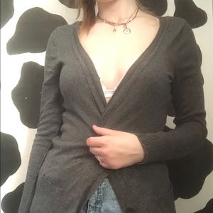 grey cardigan